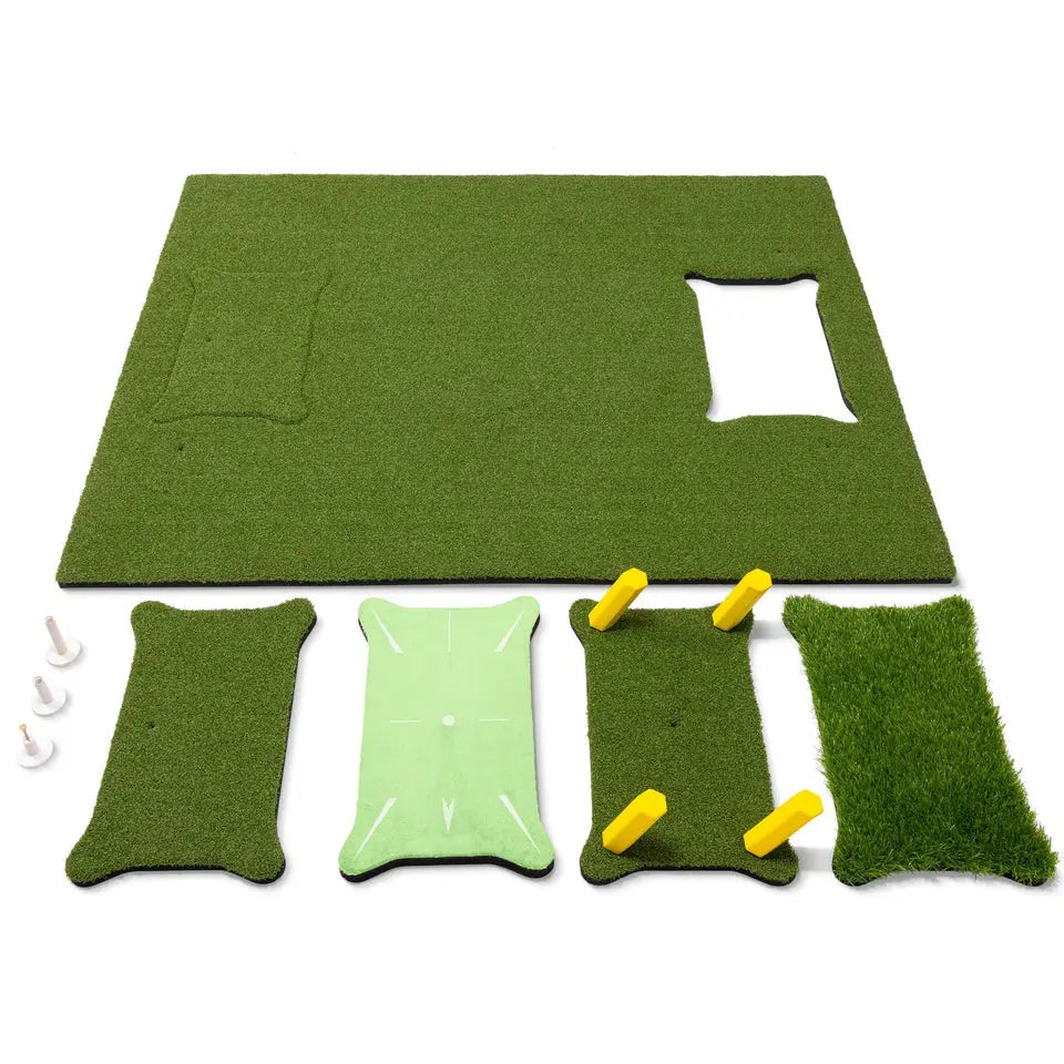 Green Turf Golf Hitting Mat With Inserts