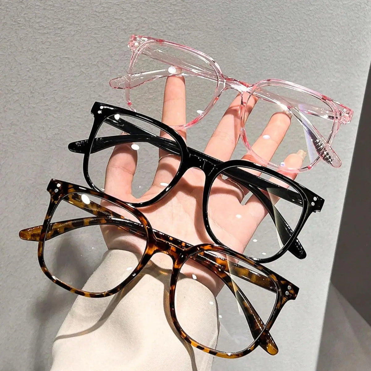 Square Plastic Eyeglass Frames in Three Colors