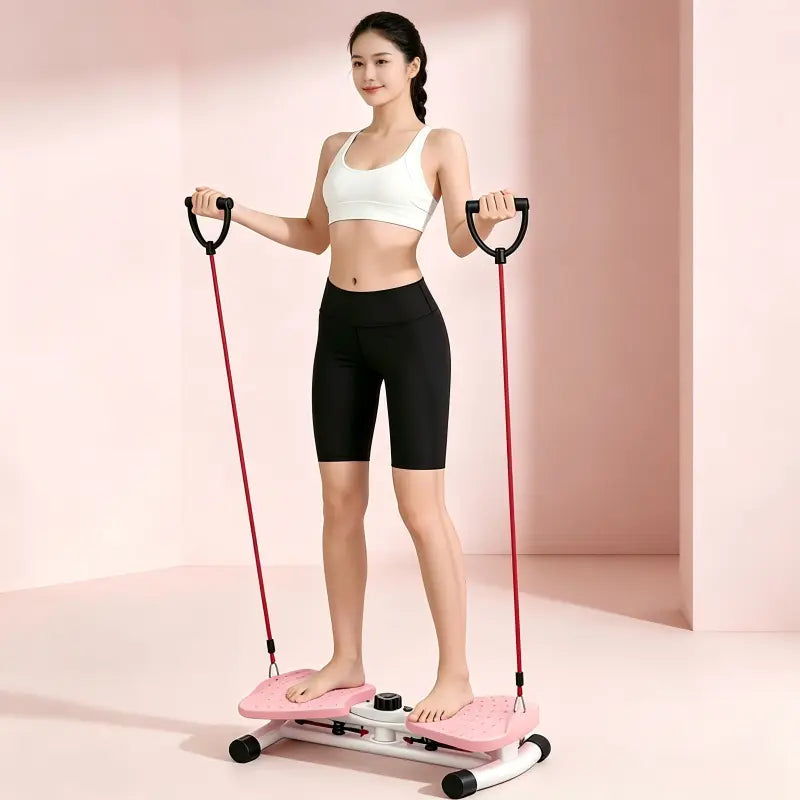 Pink Twist Stepper with Resistance Cords and Handles