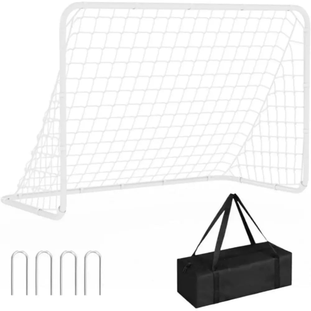 White Steel Frame Soccer Goal with Net