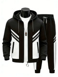 Black and White Zip Hoodie Jogger Set