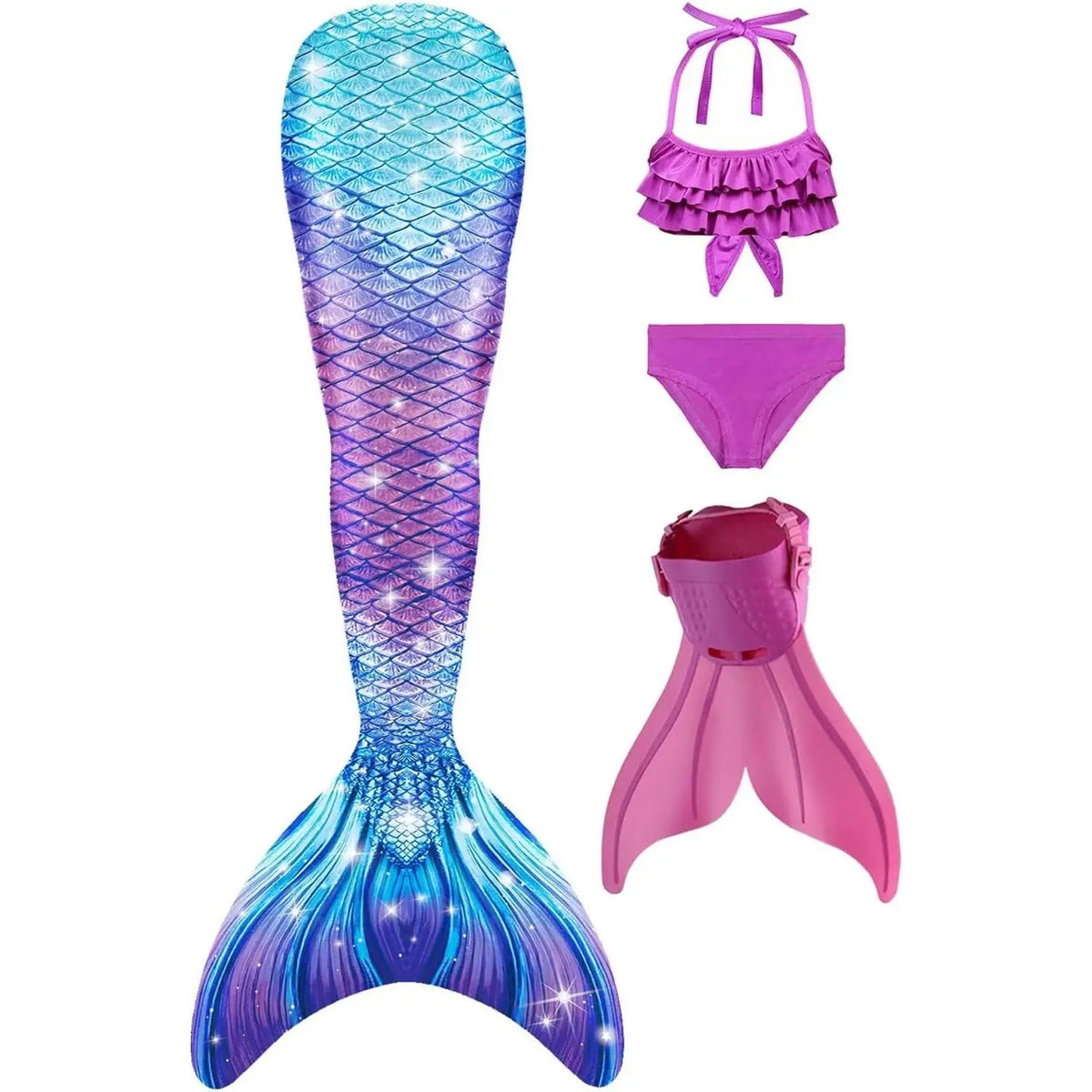 Girls Mermaid Tail Swim Set with Fin
