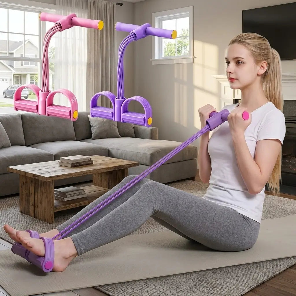 Purple Pedal Resistance Band Exercise Trainer