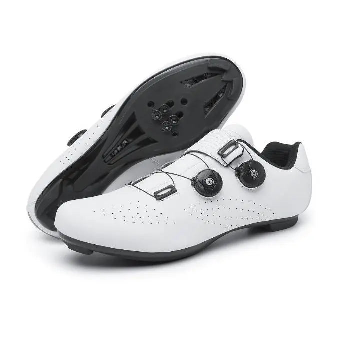 White Cycling Shoes with Dial Closures