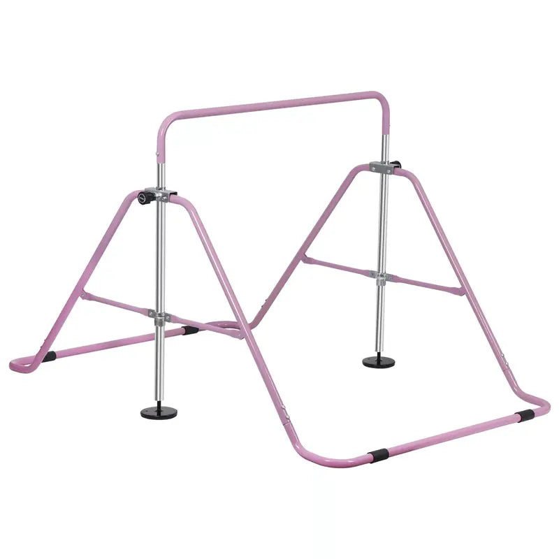 Pink Steel Folding Gymnastics Bar with Stands