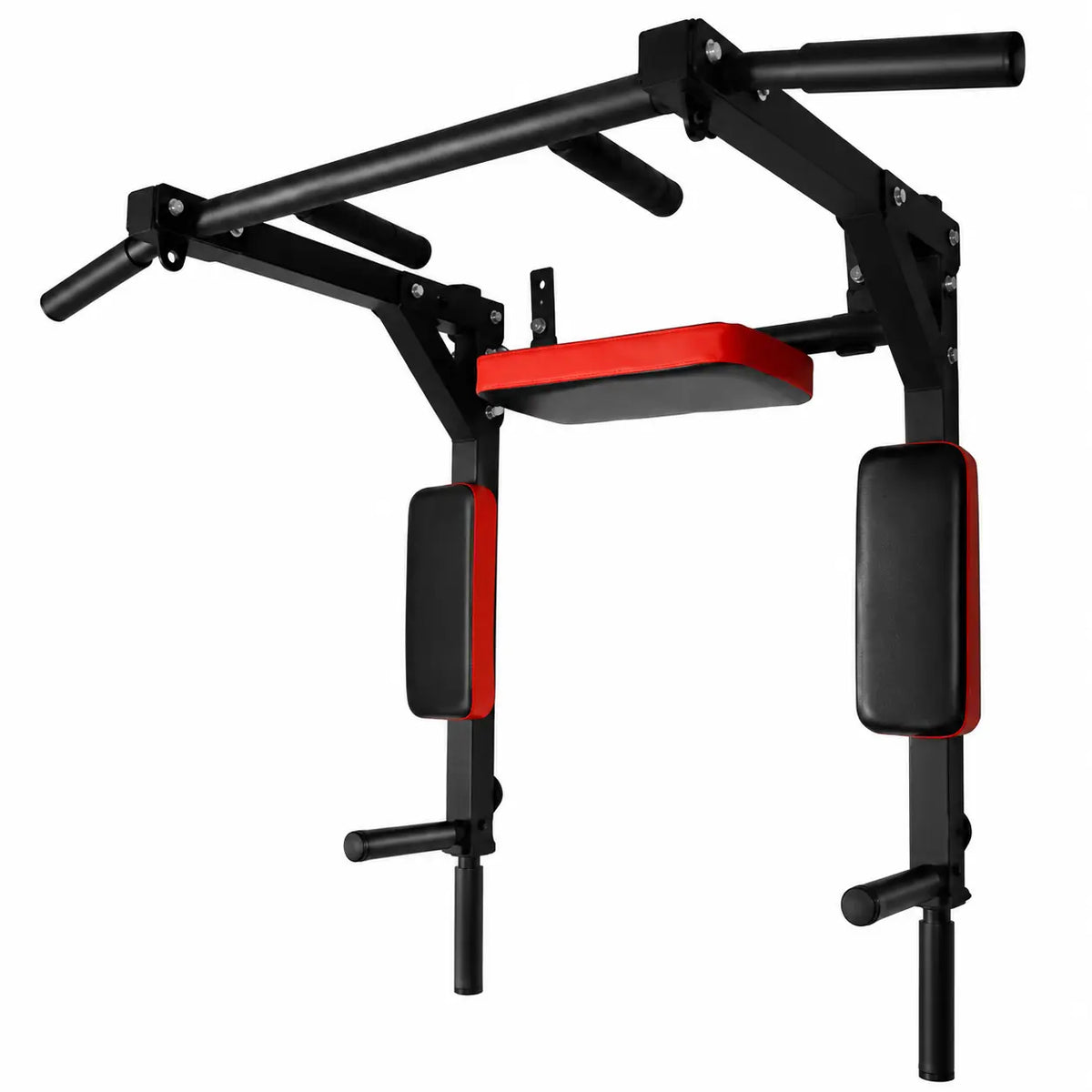 Wall Mounted Black Pull Up Bar with Red Pads