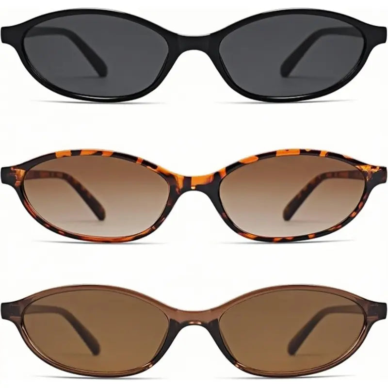 Narrow Oval Sunglasses in Black and Tortoiseshell