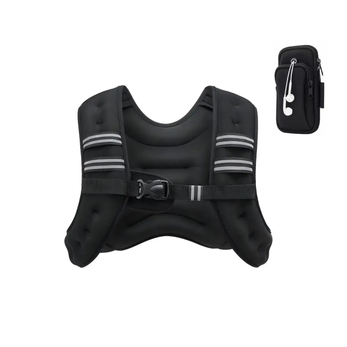 Black Padded Weighted Vest with Reflective Straps