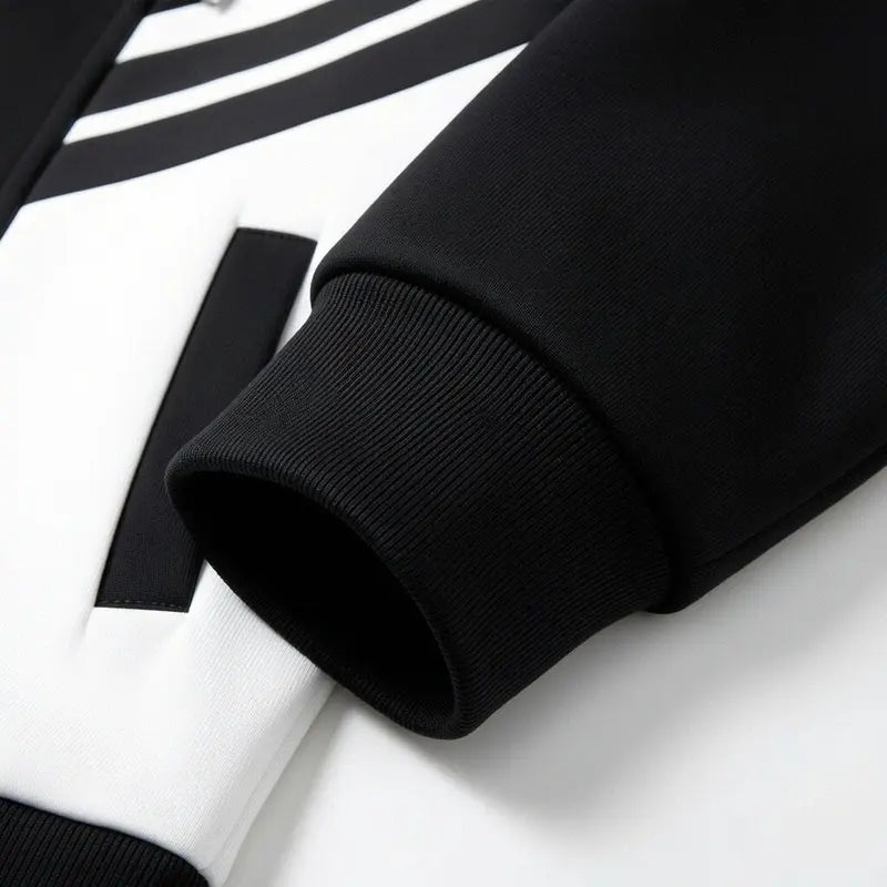 Black and White Zip Hoodie Jogger Set