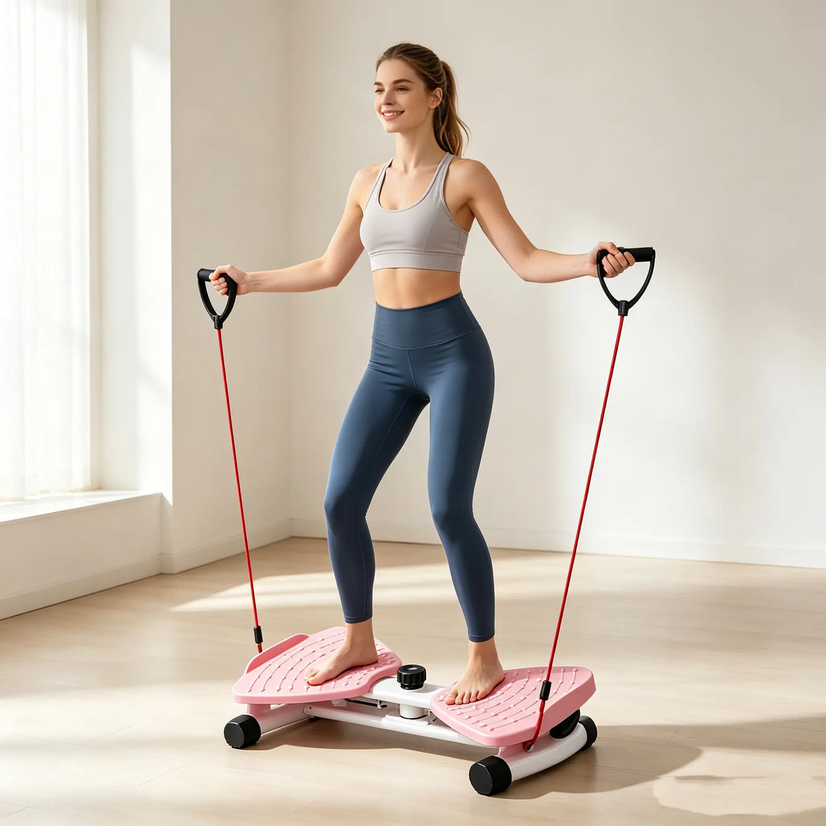 Pink Twist Stepper Board with Resistance Cords