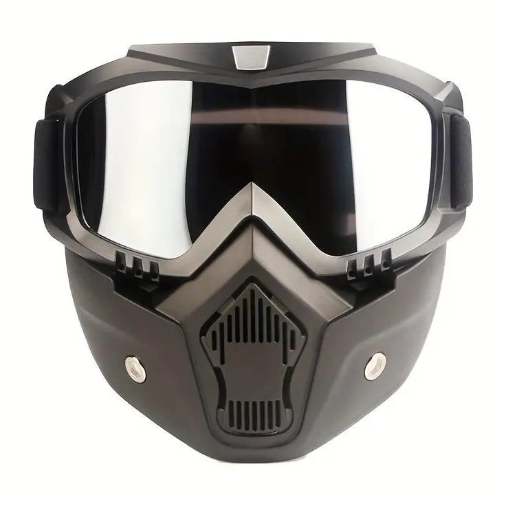 Black Goggle Mask with Mirrored Blue Lens