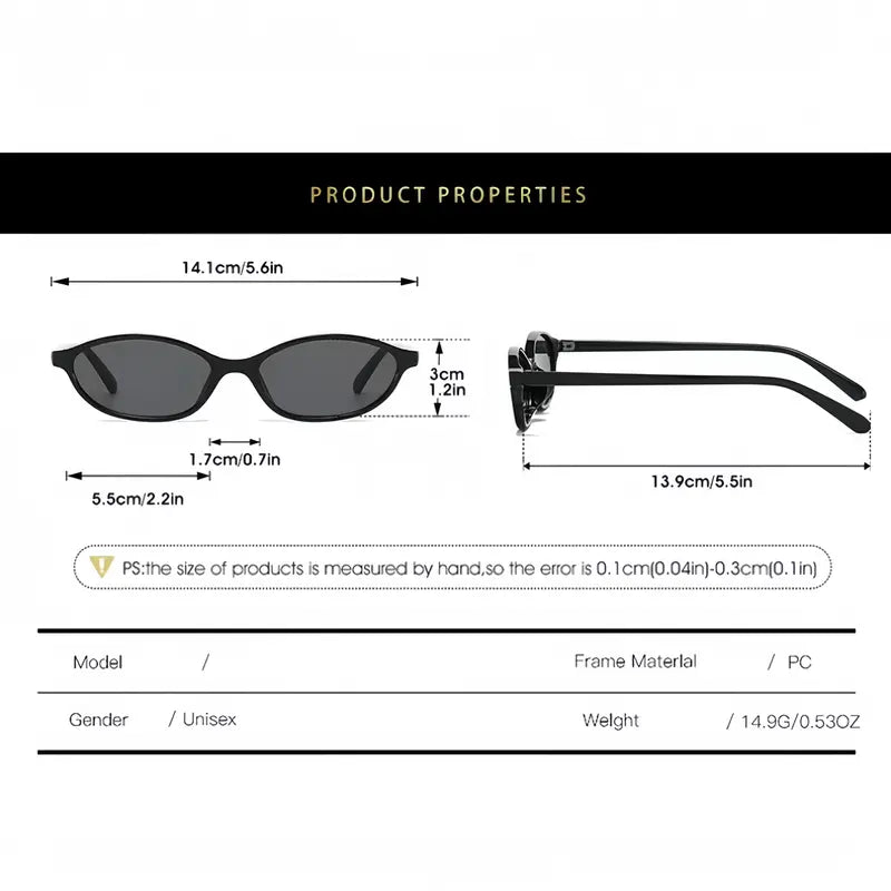Narrow Oval Sunglasses in Black and Tortoiseshell