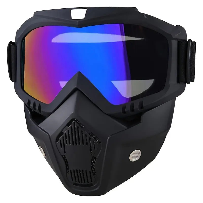 Black Goggle Mask with Mirrored Blue Lens