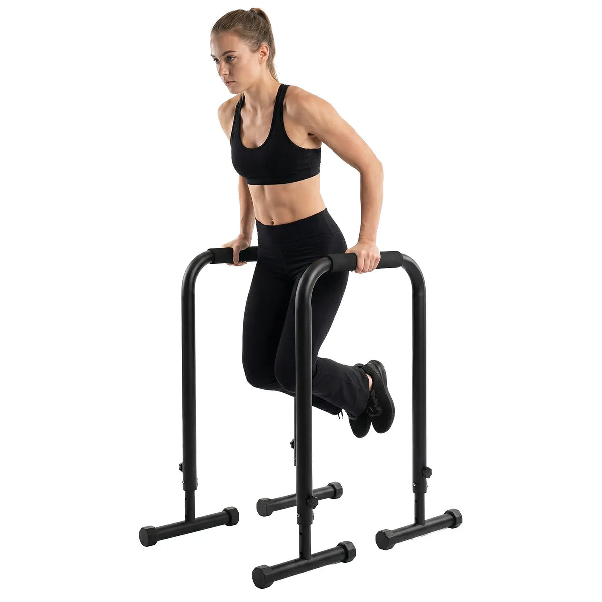 Black Steel Parallel Bars with Padded Grips