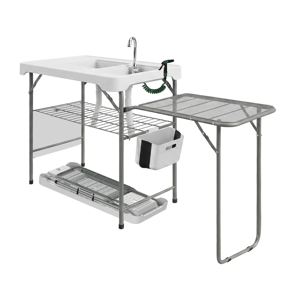 Folding Outdoor Prep Table with Sink and Faucet