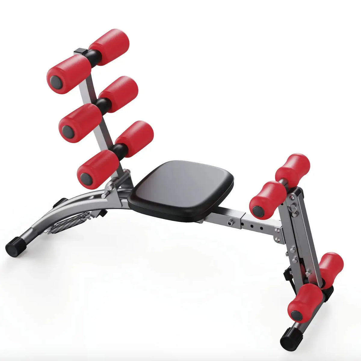 Folding Exercise Bench With Red Padded Roller Handles