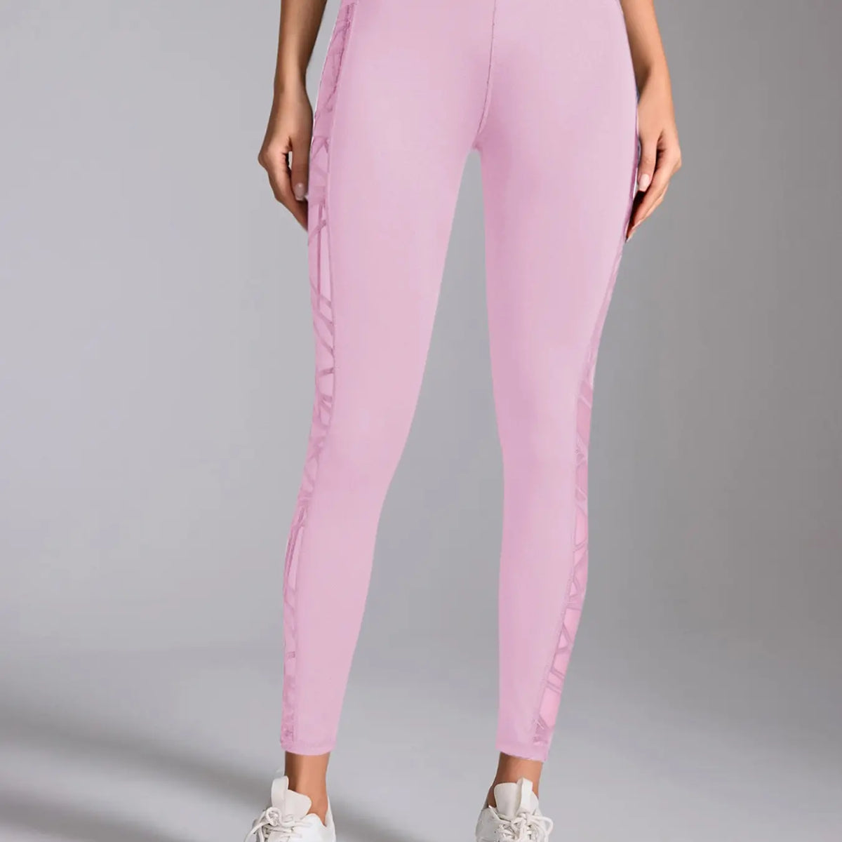 Black High-Waist Leggings With Mesh Panels